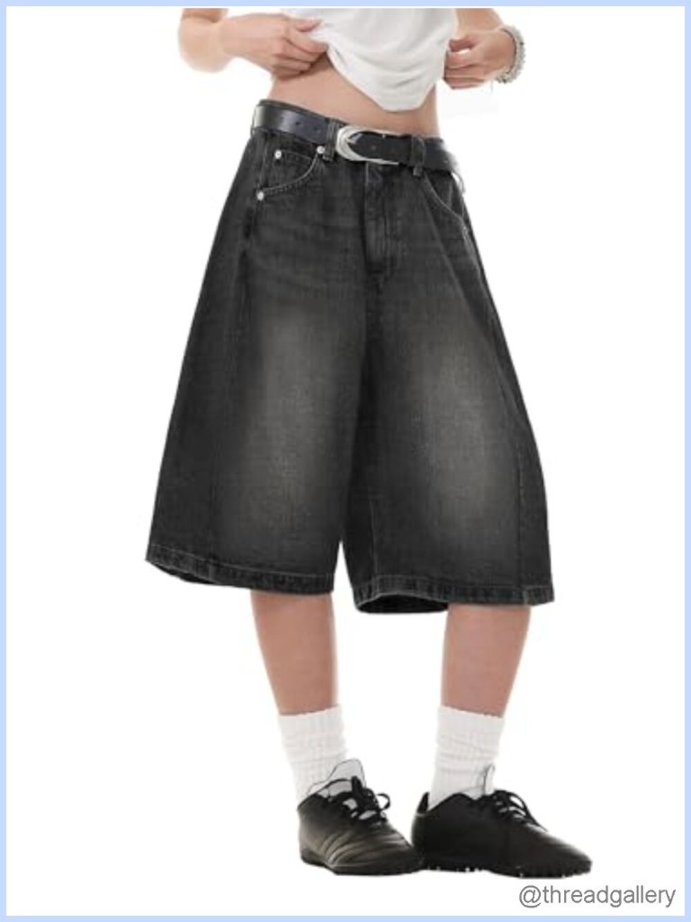 Baggy High Waisted Bermuda Jean Shorts Wide Leg Y2K